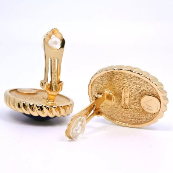 Dior Earring vintage Blue Plated Gold 35.5g Women - Picture 4 of 4
